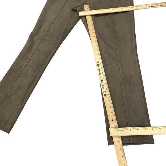 Calvin Klein Faux Suede Pants Womens Large Brown Elastic Waist Career Front Seam - Picture 4 of 13
